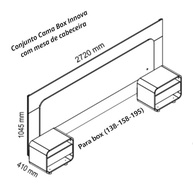 Cabeceira Box Casal com 2 Mesas de Cabeceira com LED - Design Moderno Off White - imagem 3
