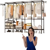 Arara Cabideiro 4 Colunas com Sapateira e 10 Prateleiras – Armário Organizador Moderno para Closet e Quarto - imagem 1