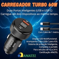 Carregador Veicular Turbo 60W MTS: Carregue 2 Dispositivos Simultaneamente com Cabo iOS Incluso! - imagem 3