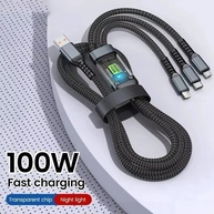Cabo 3 em 1 100W: Carregue Rápido e com Estilo! - imagem 1