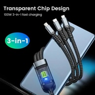 Cabo 3 em 1 100W: Carregue Rápido! - imagem 1