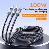 Cabo 3x1 100W: Carregue Rápido e Transfira Dados! - imagem 1