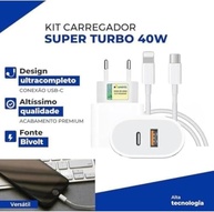 Carregador Turbo 40W PowerDuo iPhone/iPad: Carga Rápida USB-C e USB-A + Cabo Reforçado - imagem 3