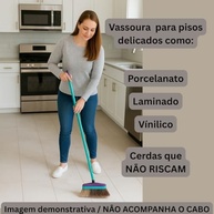 Vassoura Sem Cabo para Porcelanato e Piso Laminado - Cerdas Macias e Antirrisco - imagem 4