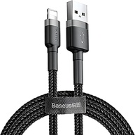 Cabo de carregamento e cabo de transferência de dados da série Baseus Cafule, USB-A e Lightning 1.5 A, 2 Meter, cinza - preto - imagem 1