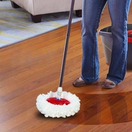 Mop Giratório com Cesto em Inox Vermelho - Cabo Ajustável 140cm + 3 Esfregões de Microfibra - imagem 3