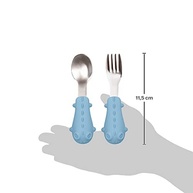 Kit Talheres Buba com Cabo em Silicone Azul - Seguro, Resistente e Confortável para Bebês - imagem 3