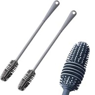 Kit 2 Escovas de Silicone com Cabo Longo 33cm - Limpeza Profunda para Garrafas, Mamadeiras e Copos - imagem 1