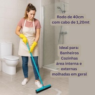 Rodo 40cm Reforçado com Cabo de Madeira 1,20m – Limpeza Eficiente para Banheiros, Cozinhas e Áreas Internas - imagem 3