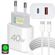 Kit Carregador Turbo 40W Duas Portas (USB-C PD + USB-A QC3) + Cabo Tipo-C: Carregue Tudo Rápido! - imagem 2
