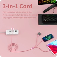 Cabo USB 3x1 Rosa: Carregue Rápido! - imagem 4