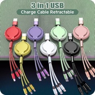 Cabo USB 3x1 Retrátil: Carregue Rápido! - imagem 1