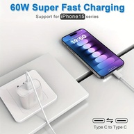 Cabo USB-C 60W: Carga Ultra Rápida para iPhone e Samsung - imagem 1