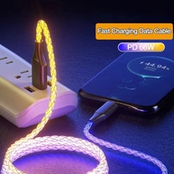 Cabo USB-C 66W RGB: Carregamento Turbo + Estilo! - imagem 1