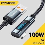Cabo USB-C Essager 7A: Carregamento Rápido + Display Digital - imagem 1