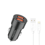 Carregador Veicular Turbo H'maston LS04: 2 Portas USB + Cabo - imagem 2