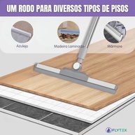 Rodo Vassoura Mágica de Silicone 36cm com Raspador - Cabo 160cm Flytex 2 em 1 para Limpeza de Vidros e Pisos - imagem 5