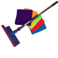 Kit Rodo Limpa Vidro com 5 Flanelas Microfibra 28x28cm - Cabo Ajustável 85cm, Articulado e Desmontável - imagem 4