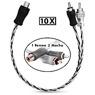 Cabos Y RCA Techone: Kit 10 para Som Automotivo - imagem 1