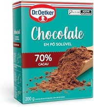 Dr.Oetker Dr. Oetker Chocolate Em Pó Solúvel 70% Cacau Para Saborosas Receitas De Bolos Tortas Brigadeiros E Sobremesas Com Chocolate 200G - imagem 1