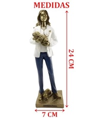 Escultura Decorativa Veterinária Cachorro em Resina Bronze 24cm - Decoração Temática para Consultórios e Ambientes Pet - imagem 4