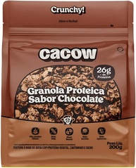 CACOW Granola Proteica | Fonte de Proteína Zero Açúcar Sem Glúten e Sem Lactose Vegano | Pacote 200g (Chocolate) - imagem 1