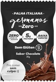 Kit com 10 Unidades de Palha Italiana Zero Adição de Açúcares sabor Chocolate de 30g cada - Germanos - imagem 2