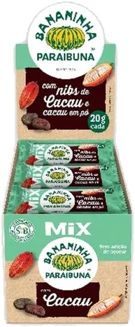 Bananinha Mix com Nibs de Cacau, Sem Adição De Açúcar Paraibuna Contendo 20 Unidades De 20g Cada - imagem 1