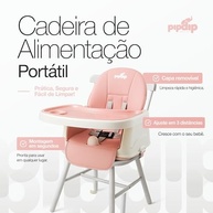 Cadeira de Refeição Infantil PipDip 2 em 1 Dobrável - Rosa e Branco | Segura e Confortável até 23kg - imagem 4