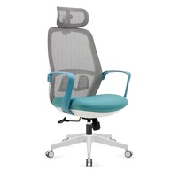 Cadeira de Escritório Ergonômica com Suporte Lombar e Cabeça Ajustável - Design Azul Moderno - imagem 2