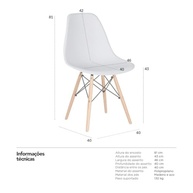 Cadeira Charles Eames Eiffel DSW com Pés de Madeira Clara - Design Moderno e Conforto Duradouro - imagem 3