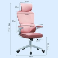 Cadeira de Escritório Ergonômica Rosa com Suporte Lombar e Encosto Ajustável - imagem 2