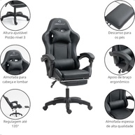 Cadeira Gamer Ergonômica Arcalli com Apoio de Pernas – Conforto Profissional para Escritório - imagem 5