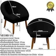 Kit 2 Poltronas Cadeira Decorativa para Sala de Espera | Design Elegante com Pés Palito MOBLAN - imagem 3