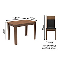 Sala de Jantar Compacta Madesa Lola: Mesa + 2 Cadeiras - imagem 2