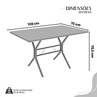 Conjunto Sala de Jantar com Mesa Retangular 120x75cm e 4 Cadeiras - imagem 2