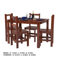 Sala de Jantar Mogno: Mesa e 4 Cadeiras - imagem 2