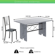 Mesa de Cozinha Granito Ocre + 6 Cadeiras - imagem 2
