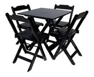 Jogos de Mesa Bar 70x70 com 4 Cadeiras Dobráveis em Madeira – Estilo e Conforto para seu Lar - imagem 1