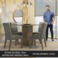 Conjunto de Jantar com Mesa de Vidro e 4 Cadeiras Rustic Cinza - Anaju Madesa - imagem 4