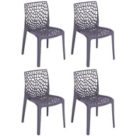 Kit 4 Cadeiras Gruvyer para Jantar e Cozinha - Design Moderno em Polipropileno com Encosto em Grade - imagem 1
