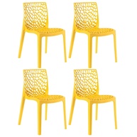 Cadeiras Gruvyer Amarelo - Conjunto 4 Peças em Polipropileno com Encosto Respirável para Sala de Jantar e Cozinha - imagem 1
