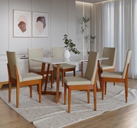 Conjunto Sala de Jantar 6 Lugares com Mesa California e Cadeiras Dakota A40 Móveis Meneghetti - imagem 1