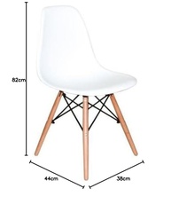Kit 4 Cadeiras Eiffel Charles Eames DSW em Polipropileno Preto com Base de Madeira Clara – Estilo Escandinavo Moderno para Sala de Jantar, Cozinha ou Escritório - imagem 4