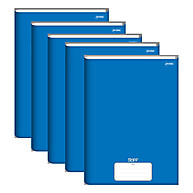 Caderno Brochura 1/4 Capa Dura 80 Folhas Stiff Azul Slim - Pacote com 5 - imagem 1