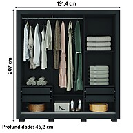 Guarda-Roupa Casal 3 Portas com Espelho e 4 Gavetas Giovanna Preto Caemmum - imagem 2
