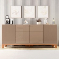 Buffet Aparador 4 Portas Cinza Jace Caemmun - Design Moderno com Prateleiras e Nichos - imagem 4