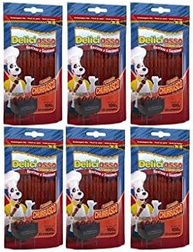 Combo 6 pacotes Ossinho Palito Sabor Churrasco Para Cães Deliciosso Palitinho Churrasco 100g - imagem 1