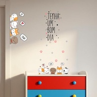 Adesivo Porta Infantil Cachorros - Frase 'Bom Dia Cães Fofos' com Patinhas | Decoração para Quarto de Menina e Menino - imagem 4