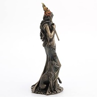 Escultura de Deusa Grega com Cães de Caça – Estátua de Fantasia em Resina Bronze 24cm - imagem 5